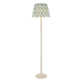Endon Twist Floor Lamp in Satin Almond White with ZigZag 40cm Cotswold Green Shade