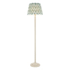 Endon Twist Floor Lamp in Satin Almond White with ZigZag 40cm Cotswold Green Shade