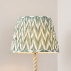 Endon Twist Floor Lamp in Satin Almond White with ZigZag 40cm Cotswold Green Shade