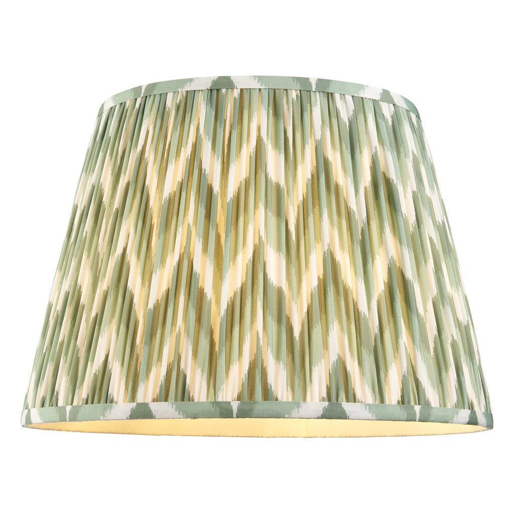 Endon Twist Floor Lamp in Satin Almond White with ZigZag 40cm Cotswold Green Shade
