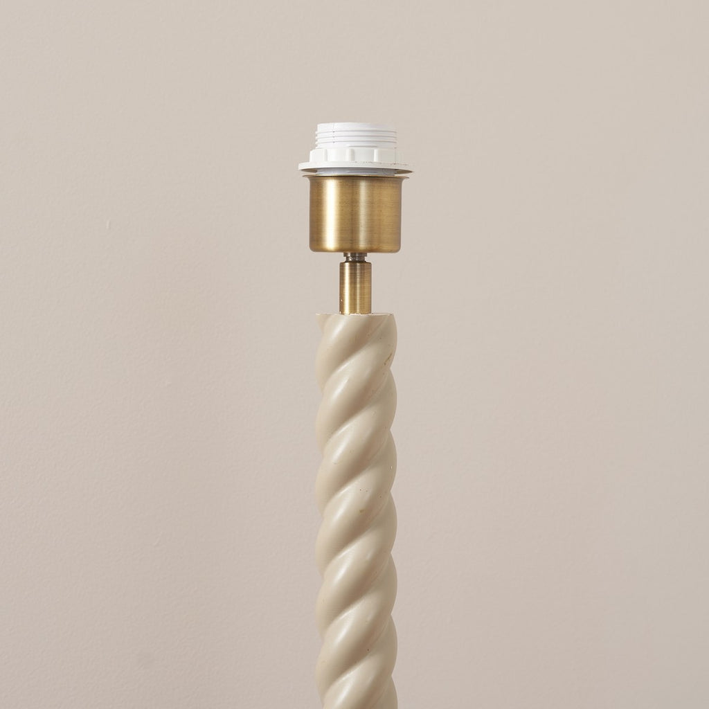 Endon Twist Floor Lamp in Satin Almond White with ZigZag 40cm Cotswold Green Shade