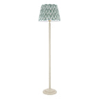 Endon Twist Floor Lamp in Satin Almond White with ZigZag 40cm Cotswold Green Shade