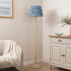 Endon Twist Floor Lamp in Satin Almond White with Ikat 40cm Marlin Blue Shade