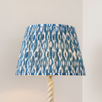 Endon Twist Floor Lamp in Satin Almond White with Ikat 40cm Marlin Blue Shade