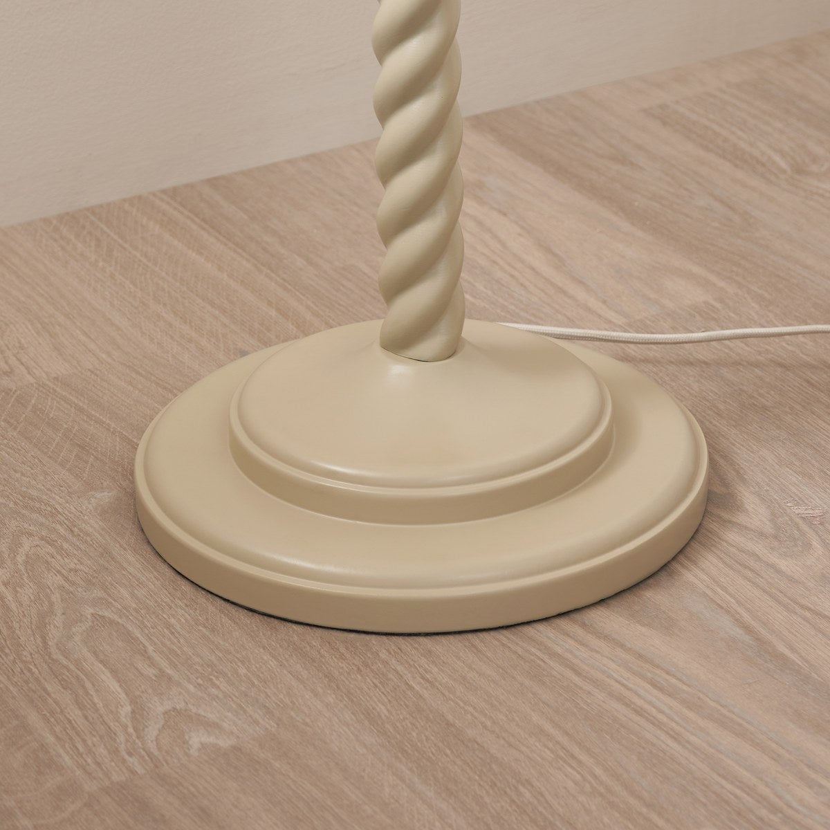 Endon Twist Floor Lamp in Satin Almond White with Ikat 40cm Marlin Blue Shade