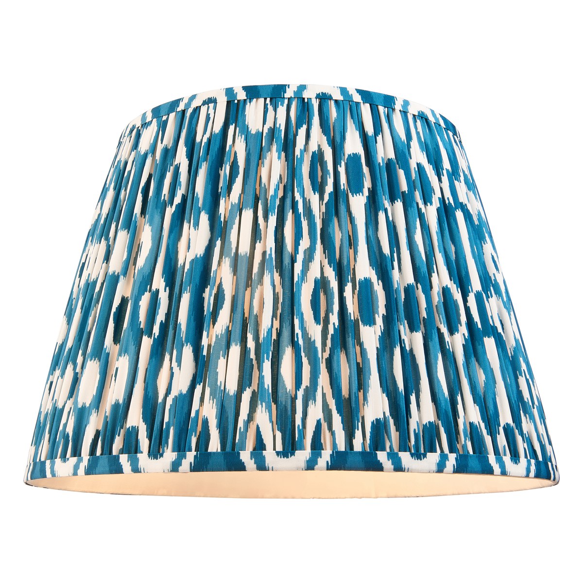 Endon Twist Floor Lamp in Satin Almond White with Ikat 40cm Marlin Blue Shade