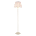 Endon Twist Floor Lamp in Satin Almond White with Ikat 40cm Neutral Shade