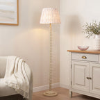 Endon Twist Floor Lamp in Satin Almond White with Ikat 40cm Neutral Shade