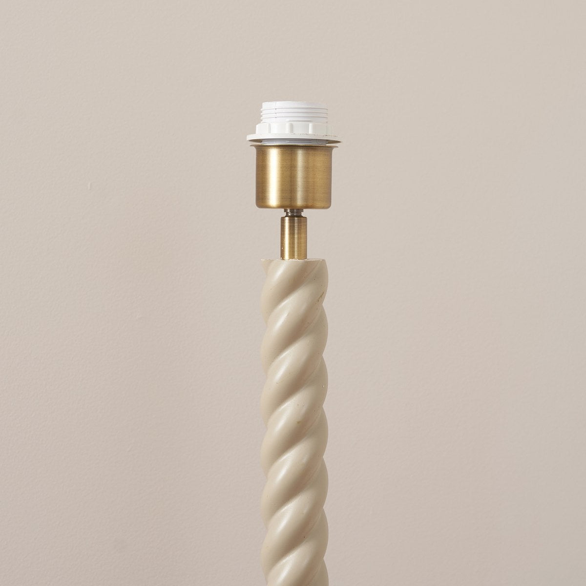 Endon Twist Floor Lamp in Satin Almond White with Ikat 40cm Neutral Shade