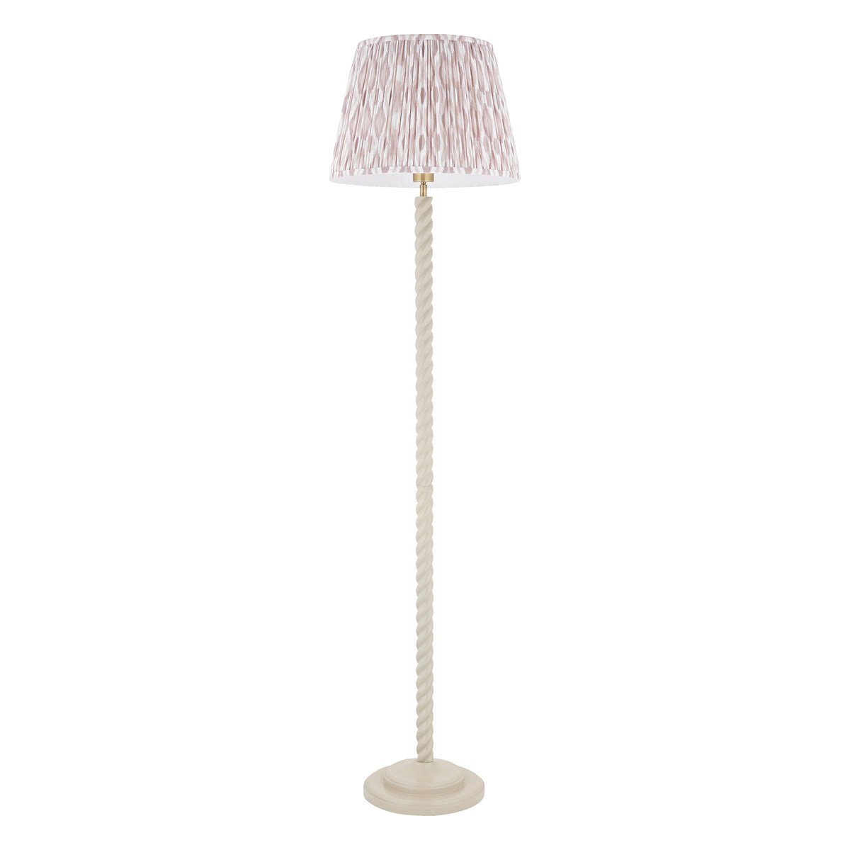 Endon Twist Floor Lamp in Satin Almond White with Ikat 40cm Neutral Shade