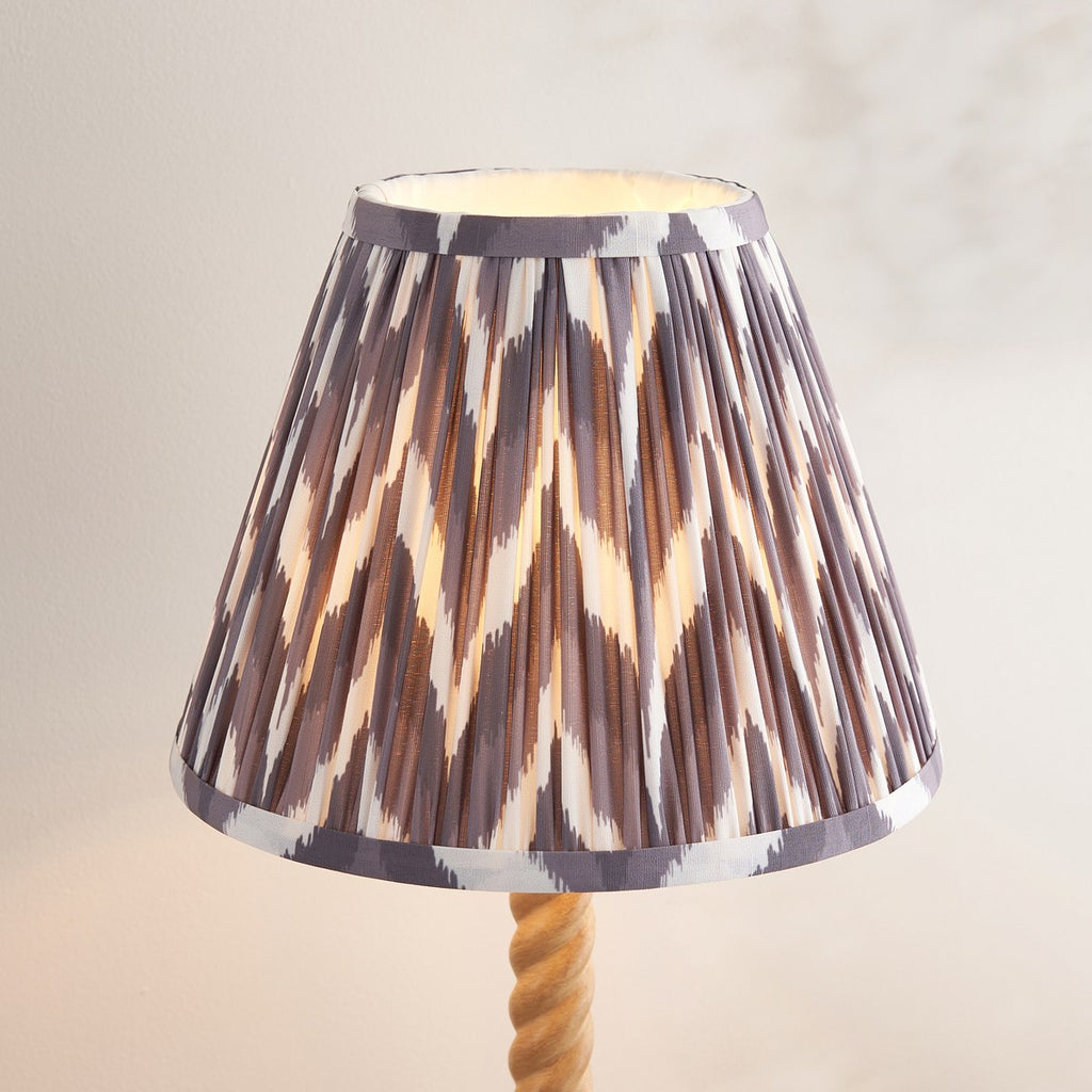 Endon Twist Table Lamp in Oak Effect with ZigZag 25cm Pearl Grey Shade