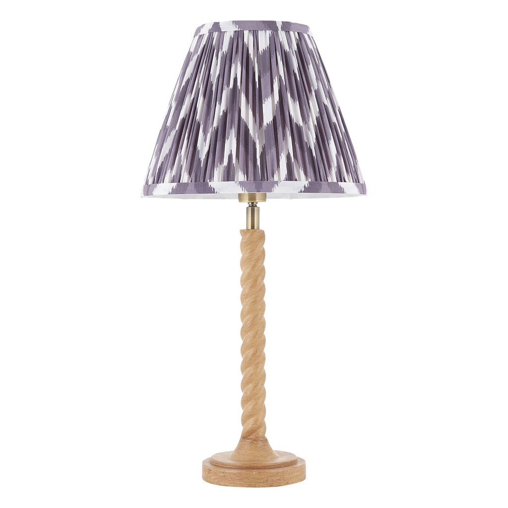 Endon Twist Table Lamp in Oak Effect with ZigZag 25cm Pearl Grey Shade