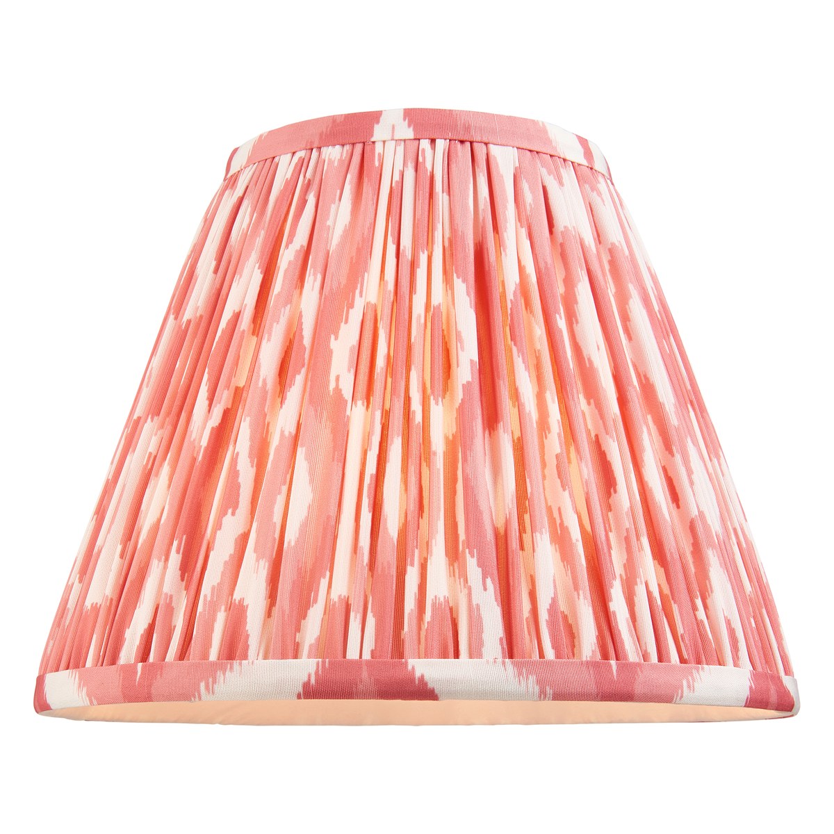 Endon Twist Table Lamp in Oak Effect with Ikat 25cm Coral Pink Shade