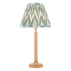 Endon Twist Table Lamp in Oak Effect with ZigZag 25cm Cotswold Green Shade