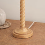 Endon Twist Table Lamp in Oak Effect with ZigZag 25cm Cotswold Green Shade
