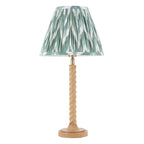 Endon Twist Table Lamp in Oak Effect with ZigZag 25cm Cotswold Green Shade