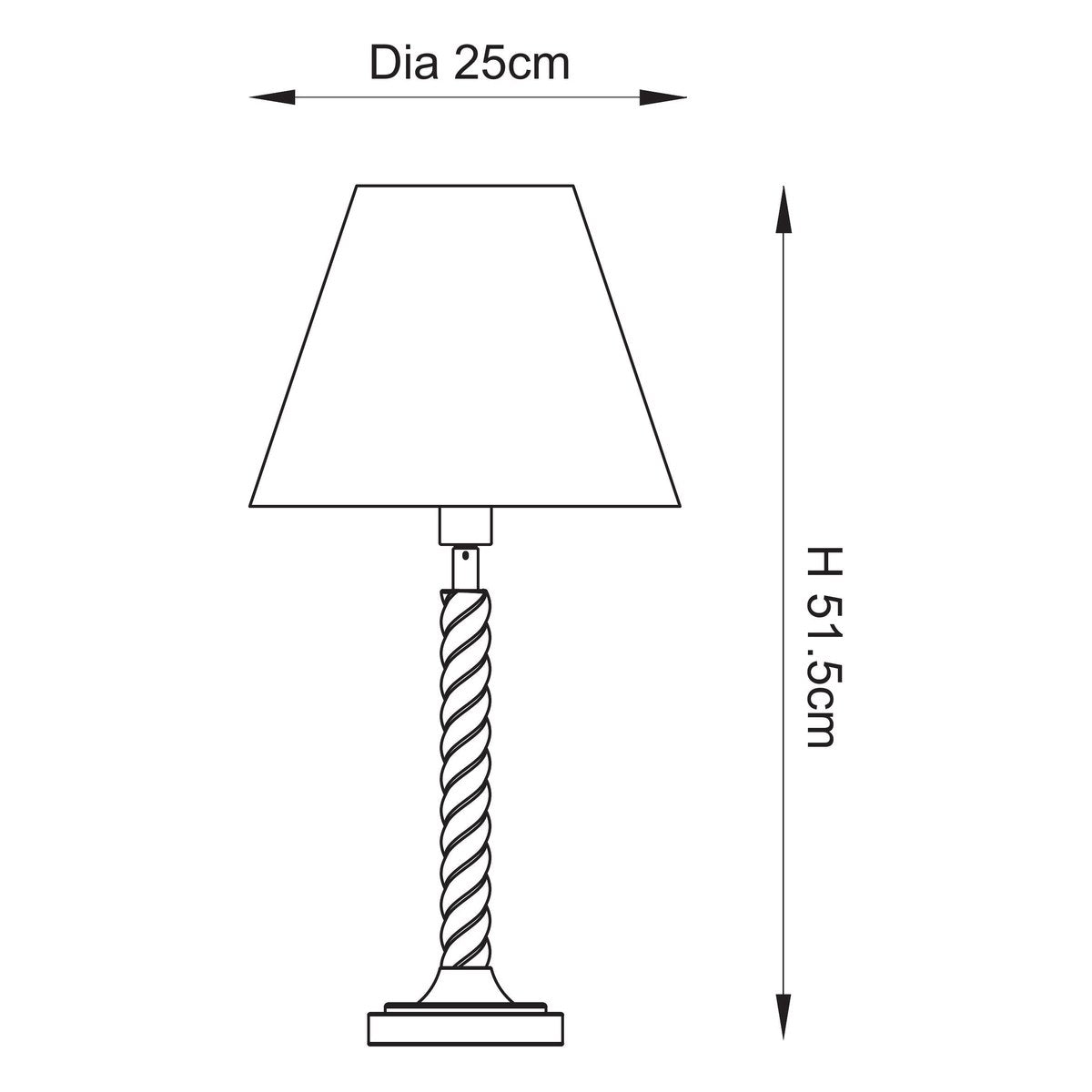 Endon Twist Table Lamp in Oak Effect with ZigZag 25cm Cotswold Green Shade