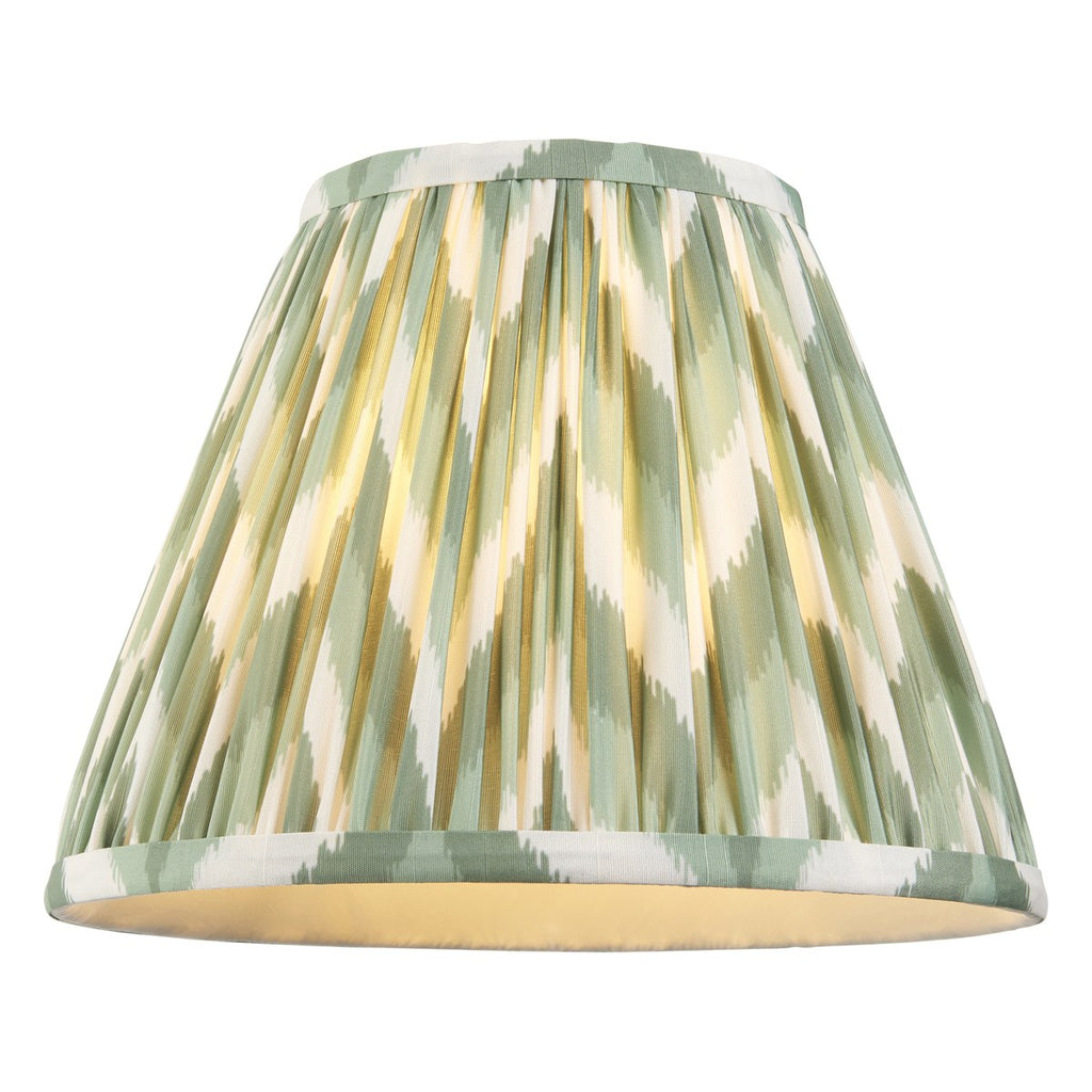 Endon Twist Table Lamp in Satin Almond White with ZigZag 25cm Cotswold Green Shade