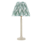 Endon Twist Table Lamp in Satin Almond White with ZigZag 25cm Cotswold Green Shade