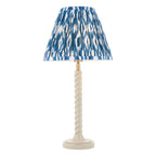 Endon Twist Table Lamp in Satin Almond White with Ikat 25cm Marlin Blue Shade