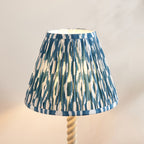 Endon Twist Table Lamp in Satin Almond White with Ikat 25cm Marlin Blue Shade