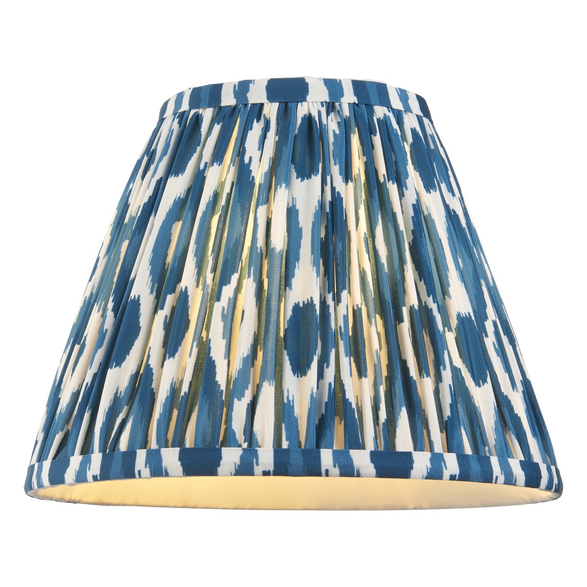 Endon Twist Table Lamp in Satin Almond White with Ikat 25cm Marlin Blue Shade