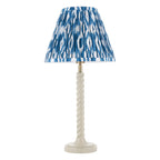Endon Twist Table Lamp in Satin Almond White with Ikat 25cm Marlin Blue Shade