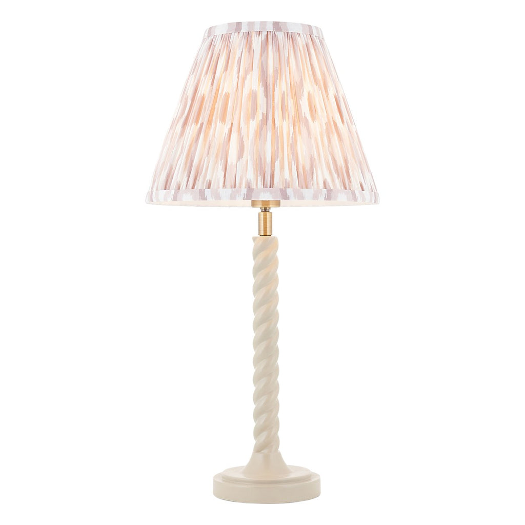 Endon Twist Table Lamp in Satin Almond White with Ikat 25cm Neutral Shade