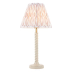 Endon Twist Table Lamp in Satin Almond White with Ikat 25cm Neutral Shade