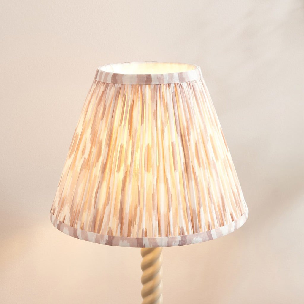 Endon Twist Table Lamp in Satin Almond White with Ikat 25cm Neutral Shade