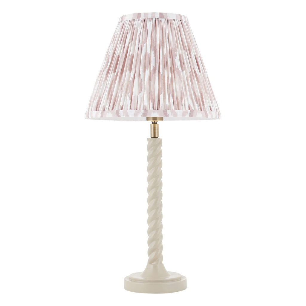 Endon Twist Table Lamp in Satin Almond White with Ikat 25cm Neutral Shade