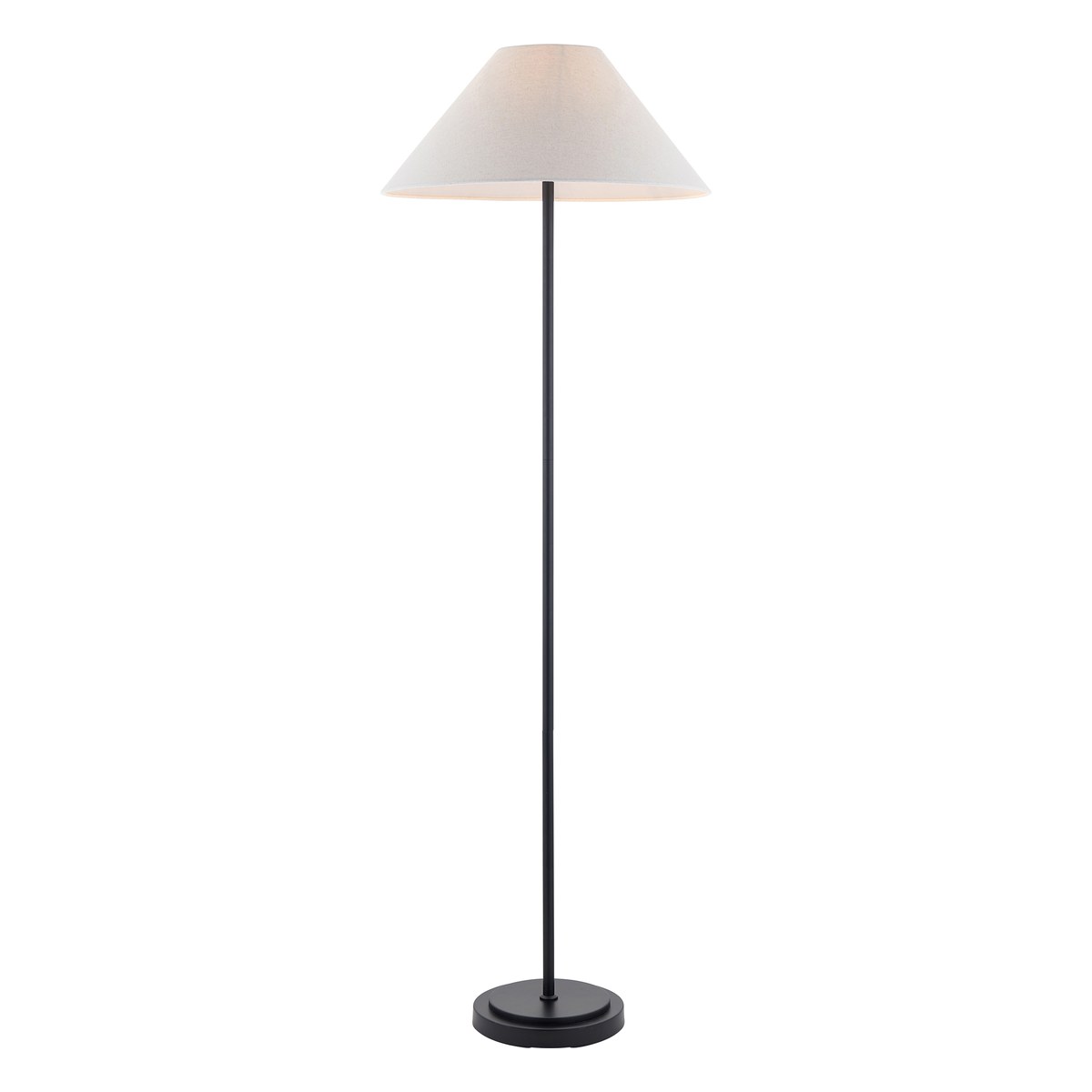 Endon Arlo Floor Lamp in Matt Black with Avalon 52cm Natural Linen Shade