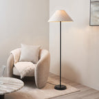 Endon Arlo Floor Lamp in Matt Black with Avalon 52cm Natural Linen Shade