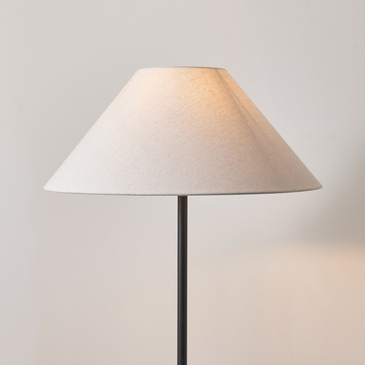 Endon Arlo Floor Lamp in Matt Black with Avalon 52cm Natural Linen Shade