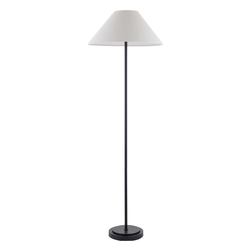 Endon Arlo Floor Lamp in Matt Black with Avalon 52cm Natural Linen Shade