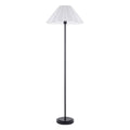 Endon Arlo Floor Lamp in Matt Black with Ayla 53cm Vintage White Scalloped Shade