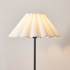Endon Arlo Floor Lamp in Matt Black with Ayla 53cm Vintage White Scalloped Shade