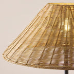 Endon Arlo Floor Lamp in Matt Black with 52cm Brown Rattan Shade