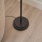 Endon Arlo Floor Lamp in Matt Black with 52cm Natural Rattan Shade