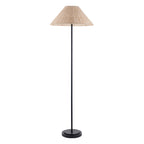 Endon Arlo Floor Lamp in Matt Black with 52cm Natural Rattan Shade