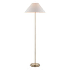Endon Arlo Floor Lamp in Antique Brass with Avalon 52cm Natural Linen Shade