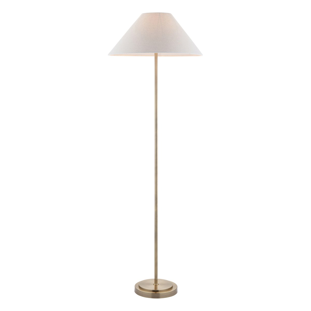 Endon Arlo Floor Lamp in Antique Brass with Avalon 52cm Natural Linen Shade