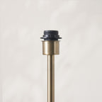 Endon Arlo Floor Lamp in Antique Brass with Avalon 52cm Natural Linen Shade
