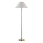 Endon Arlo Floor Lamp in Antique Brass with Avalon 52cm Natural Linen Shade