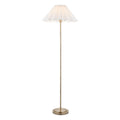 Endon Arlo Floor Lamp in Antique Brass with Ayla 53cm Vintage White Scalloped Shade