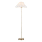 Endon Arlo Floor Lamp in Antique Brass with Ayla 53cm Vintage White Scalloped Shade