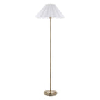 Endon Arlo Floor Lamp in Antique Brass with Ayla 53cm Vintage White Scalloped Shade