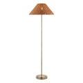 Endon Arlo Floor Lamp in Antique Brass with 52cm Brown Rattan Shade