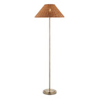 Endon Arlo Floor Lamp in Antique Brass with 52cm Brown Rattan Shade