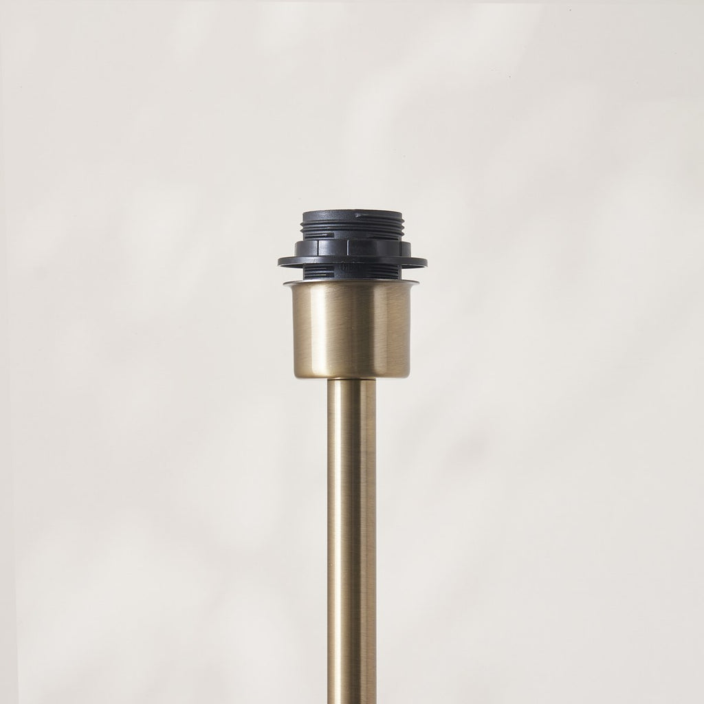 Endon Arlo Floor Lamp in Antique Brass with 52cm Brown Rattan Shade